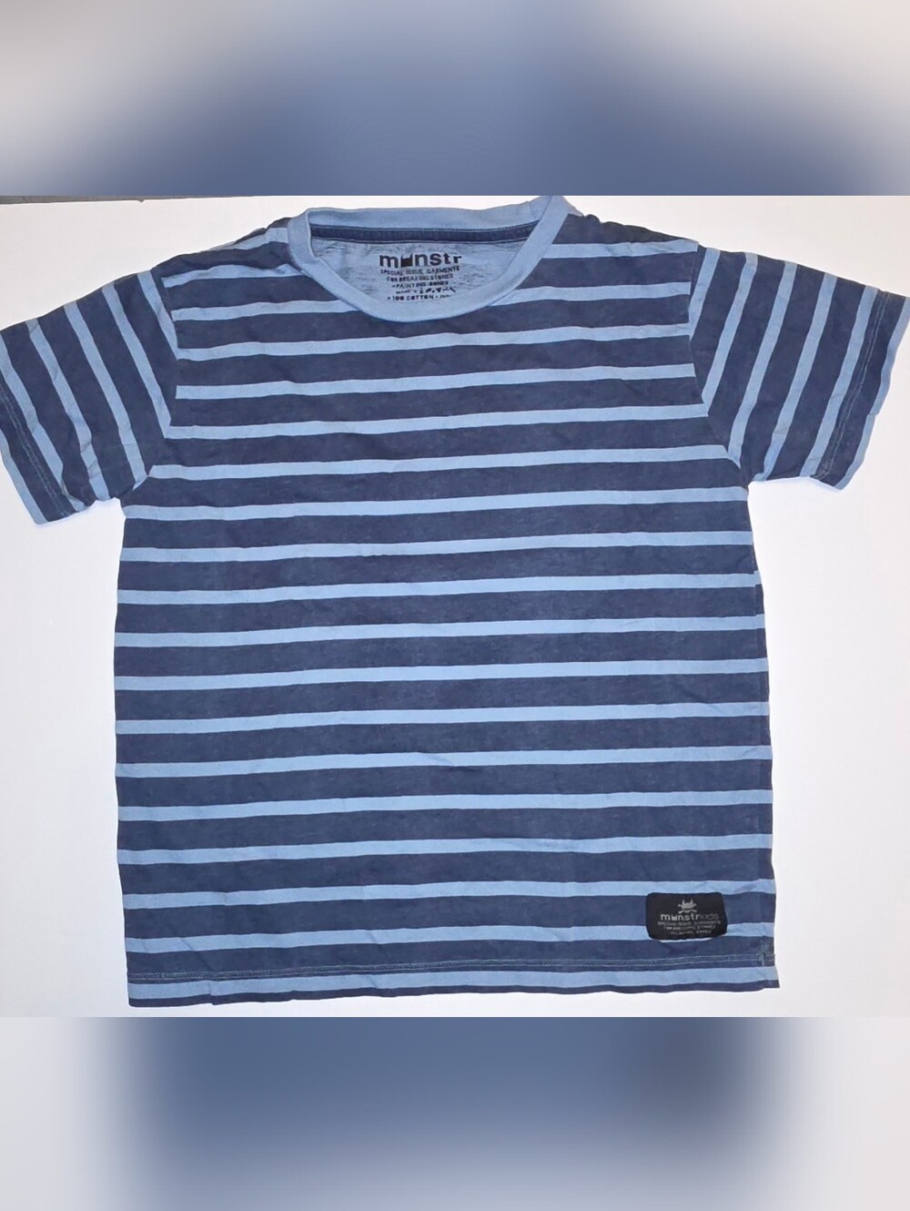 Munster Blue and Light Blue Striped Short Sleeve Tee Size 7